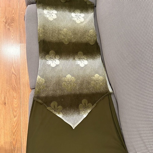 Midi dress khaki with transparency and floral pattern like new