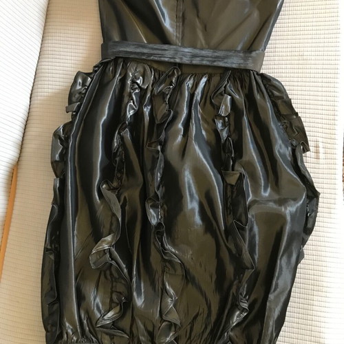 Sotris Strapless Dress Like New, Gray Shiny Taffeta, Balloon Style