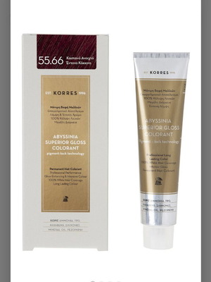 Korres Abyssinia Superior Gloss Colorant 55.66 Light Brown Intense Red 50ml New