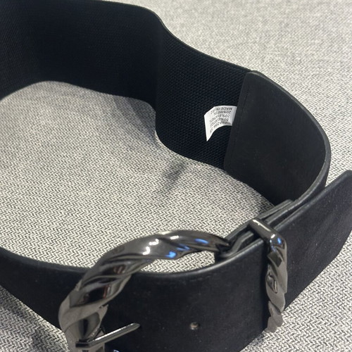 Elastic belt with large buckle like new, adjustable size 75, black and silver