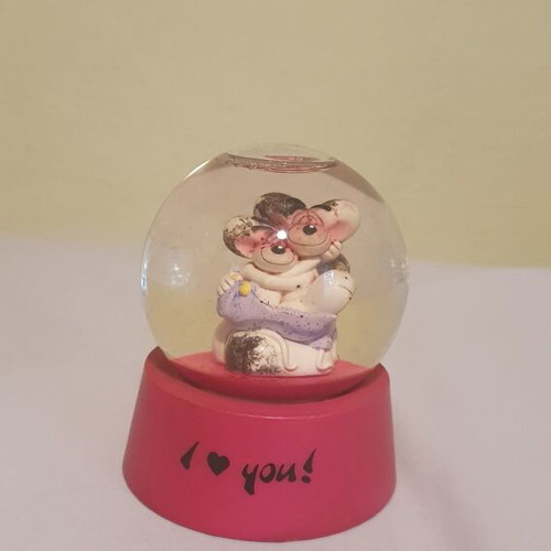 Diddl Water Globe I Love You used decorative snow globe with Diddl & Diddlina
