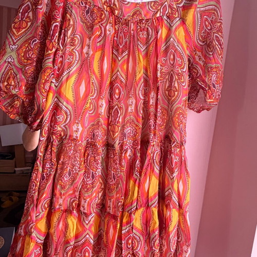 Boho dress tunic one size with ethnic print and stones, like new