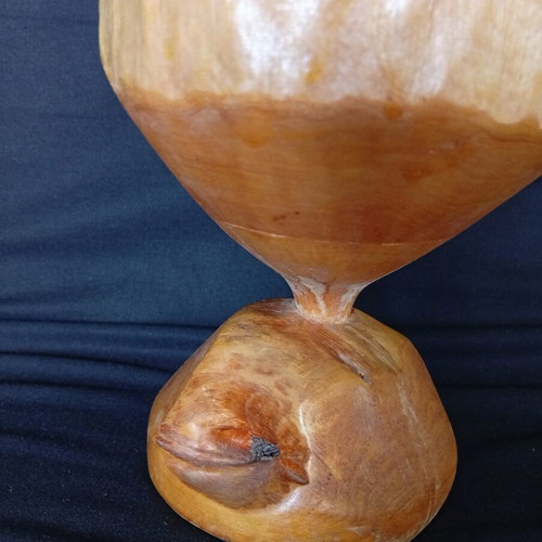 Wooden cup used, Finnish birch 22/14 cm