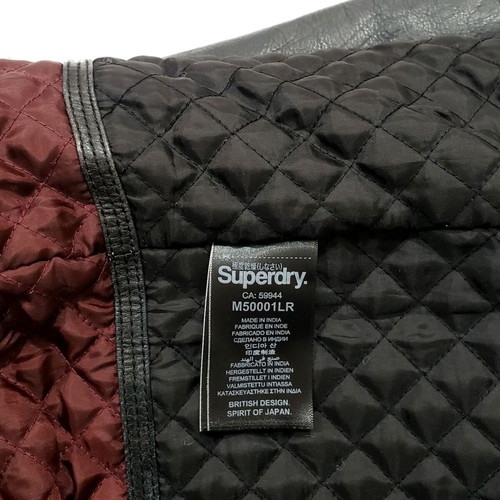 Superdry 111740 leather jacket with lining like new, size M-L, gray