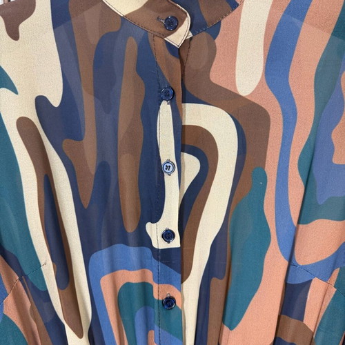 Maxi dress like new with unique pattern in beige and brown