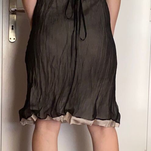 Black Italian evening dress like new with beige lining and lace