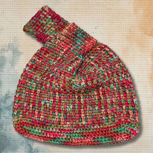 Handmade Japanese Knot Wrist Bag Red and Brown
