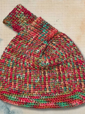 Handmade Japanese Knot Wrist Bag Red and Brown