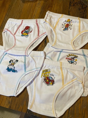 Underwear 3 pcs new for 12 years old, cotton, white with colorful designs