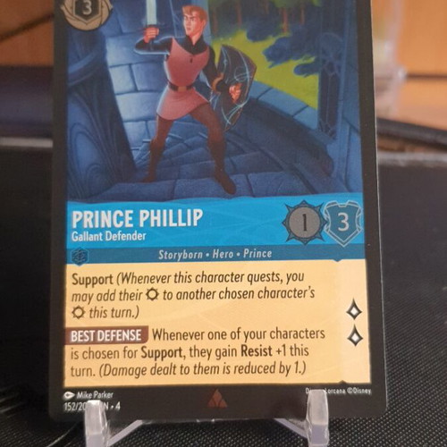 Prince Phillip Gallant Defender Cold Foil card like new, Ursula's Return Lorcana