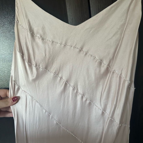 Exclusive Raxevsky 100% silk dress like new, soft pink with silver patterns