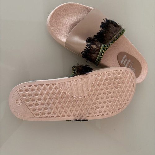 Iris handmade leather sandals with feathers and ethnic details, size 39, like new
