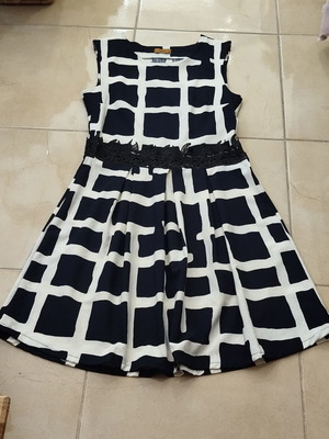 Deck 9 short dress like new, white and blue with lace detail