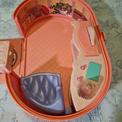 Barbie dollhouse playset with bed, lamp, TV