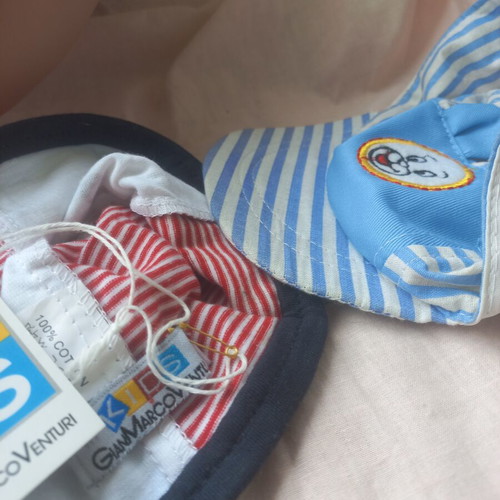 Baby hats set of 2 cotton Navy 0-6 months new