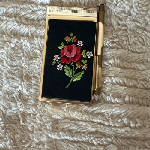 Vintage women's accessory set with wallet and handmade floral embroidery used
