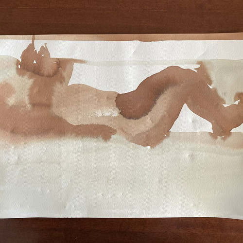 Reclining Nude #2 acrylic painting on cardboard used
