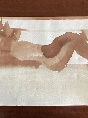 Reclining Nude #2 акрилна картина върху картон употребявана