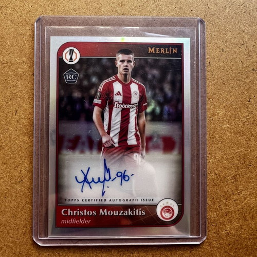 Topps 2024-25 Merlin UEFA Club Competitions Christos Mouzakitis Auto #AU-CM RC card