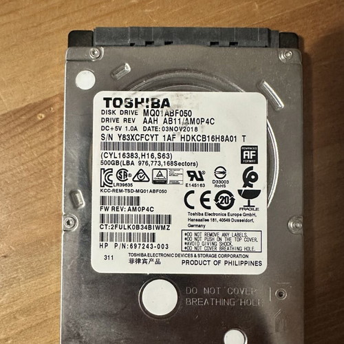 Toshiba 500GB 2.5 inch HDD