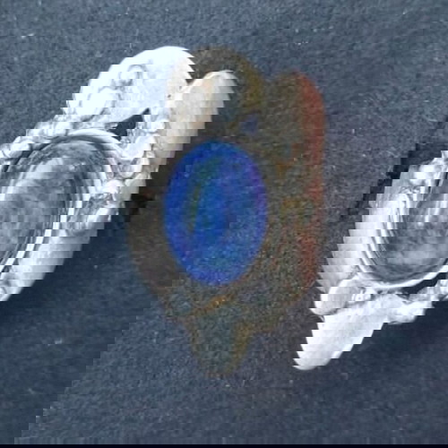 Βιντάζ ασημένιο δαχτυλίδι με λίθο σοδαλίτη μεταχειρισμένο