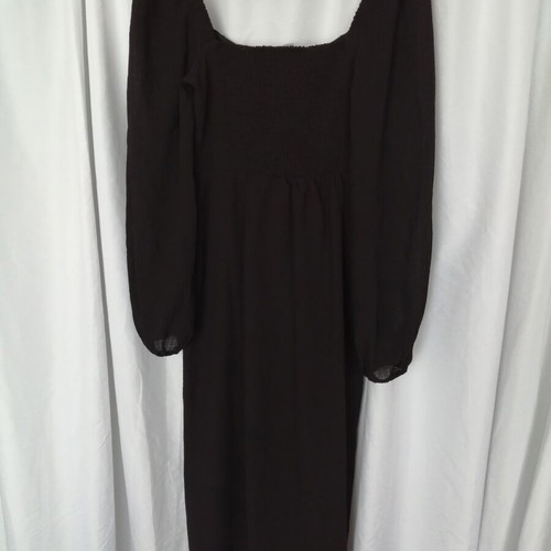 Gina Tricot midi dress with puff sleeves size S like new, black