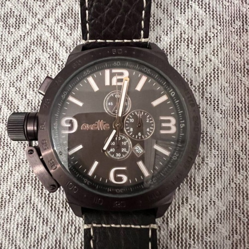 Oxette Unisex Wristwatch like new, brown leather strap, chronograph
