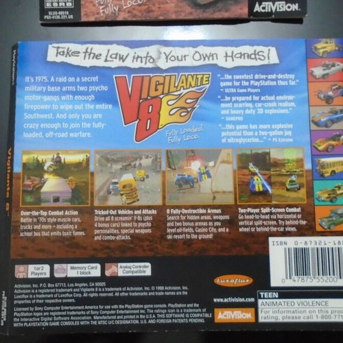 Vigilante V8 PlayStation PS1 game used, action adventure