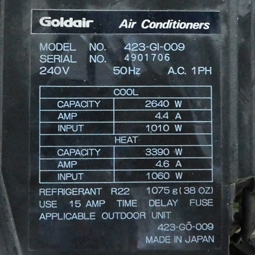 Goldair 423 air conditioner used, Japanese made