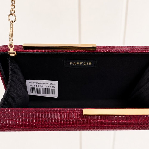 Parfois Clutch shoulder bag burgundy croco style like new