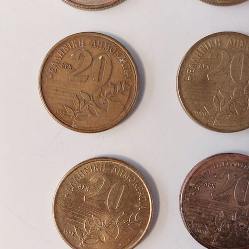 Set of 13 Greek 20 Drachma Coins Dionysios Solomos used