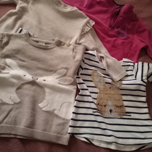 Girls' long-sleeve shirts used, pack of 4, age 2-3