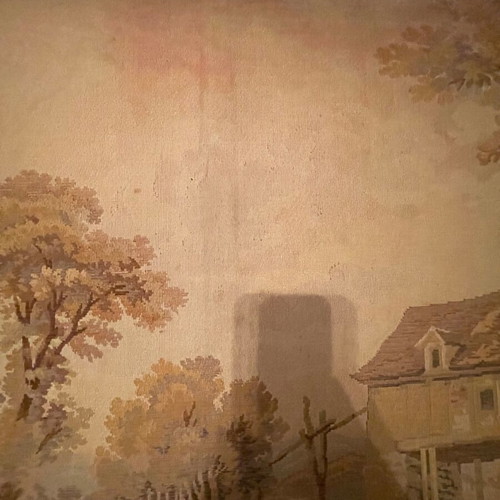 Antique tapestry used, Aubusson style, François Boucher artwork