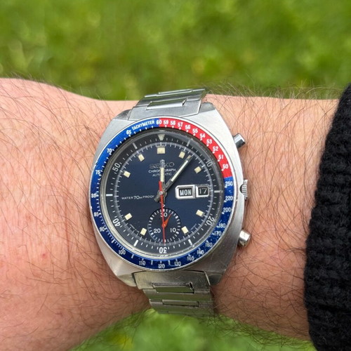 Seiko Cevert Vintage Chronograph 6139-6000 like new, blue dial