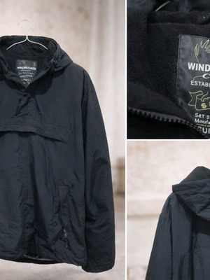 Windbreaker windproof jacket L like new, black with hood