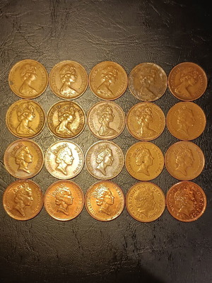 1 Penny Coins Used, Set of 20 from United Kingdom