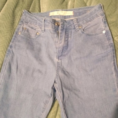 High-waisted blue elastic jeans like new, size S