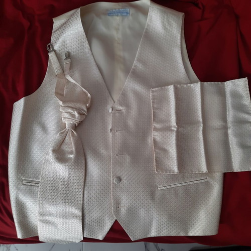 Napoleone men's vest like new beige-gold with handkerchief and tie