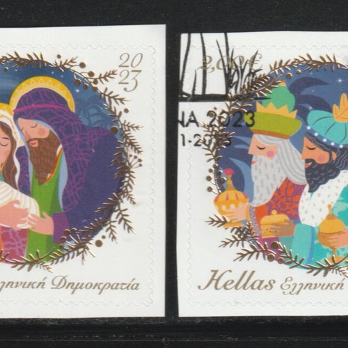 Hellas 2023 Christmas stamp set with first day cover postmark
