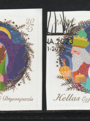 Hellas 2023 Christmas stamp set with first day cover postmark