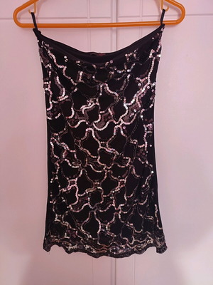 Mini strapless women's dress Nemesis like new, black with sequins