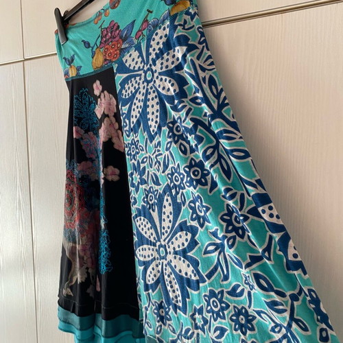 Desigual vintage A-line skirt with silk ruffle, like new