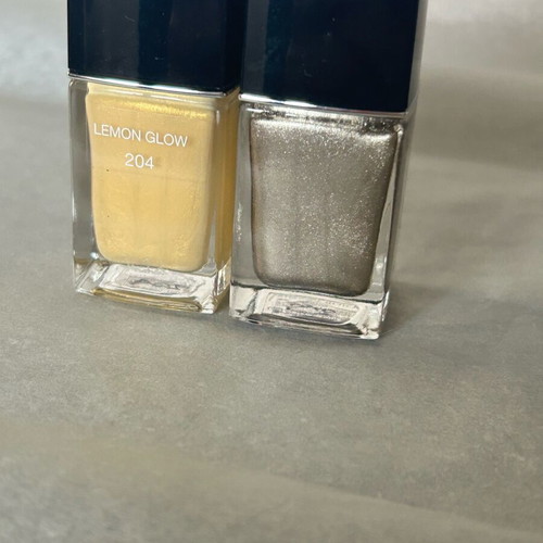 Dior nail polish used, 2 pcs in gold and silver shades