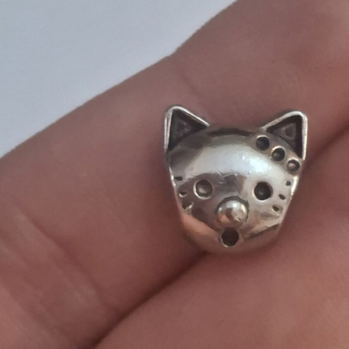 Charm for bracelets cat head silver, like new