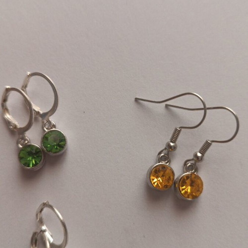 Set of 3 silver earrings new with multicolored stones