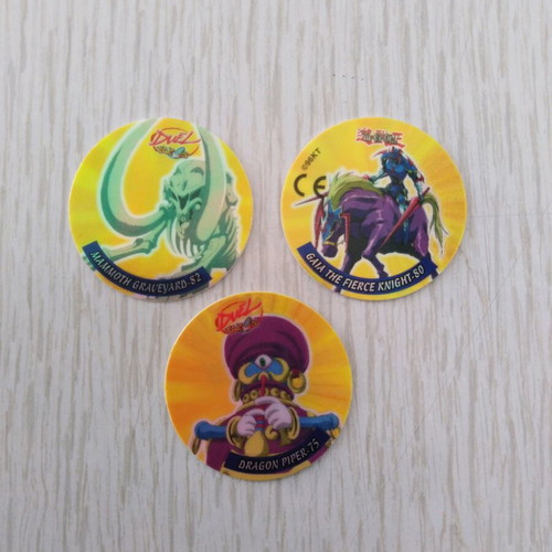Yugioh Tazos Duel collectible caps 3 pcs like new