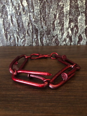 Metallic Red Steel Statement Bracelet