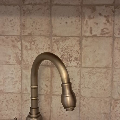 Kitchen faucet new, brass with bronze/antique finish, vintage style