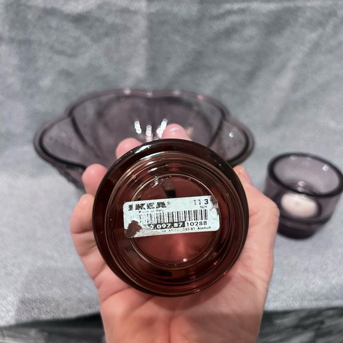 Decorative bowl and candle holders like new, clear glass