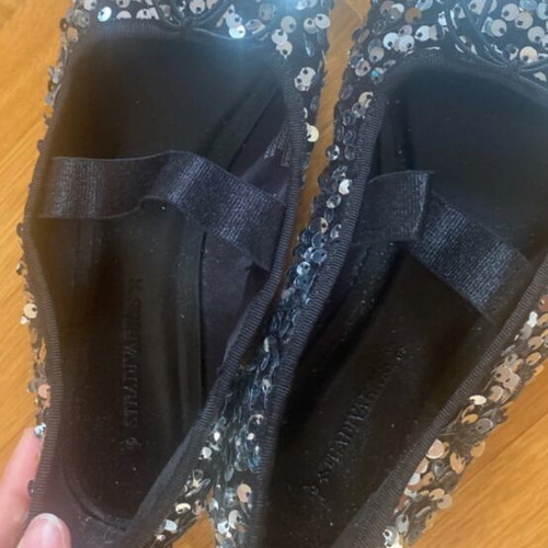 Black ballet flats with silver sequins, size 36